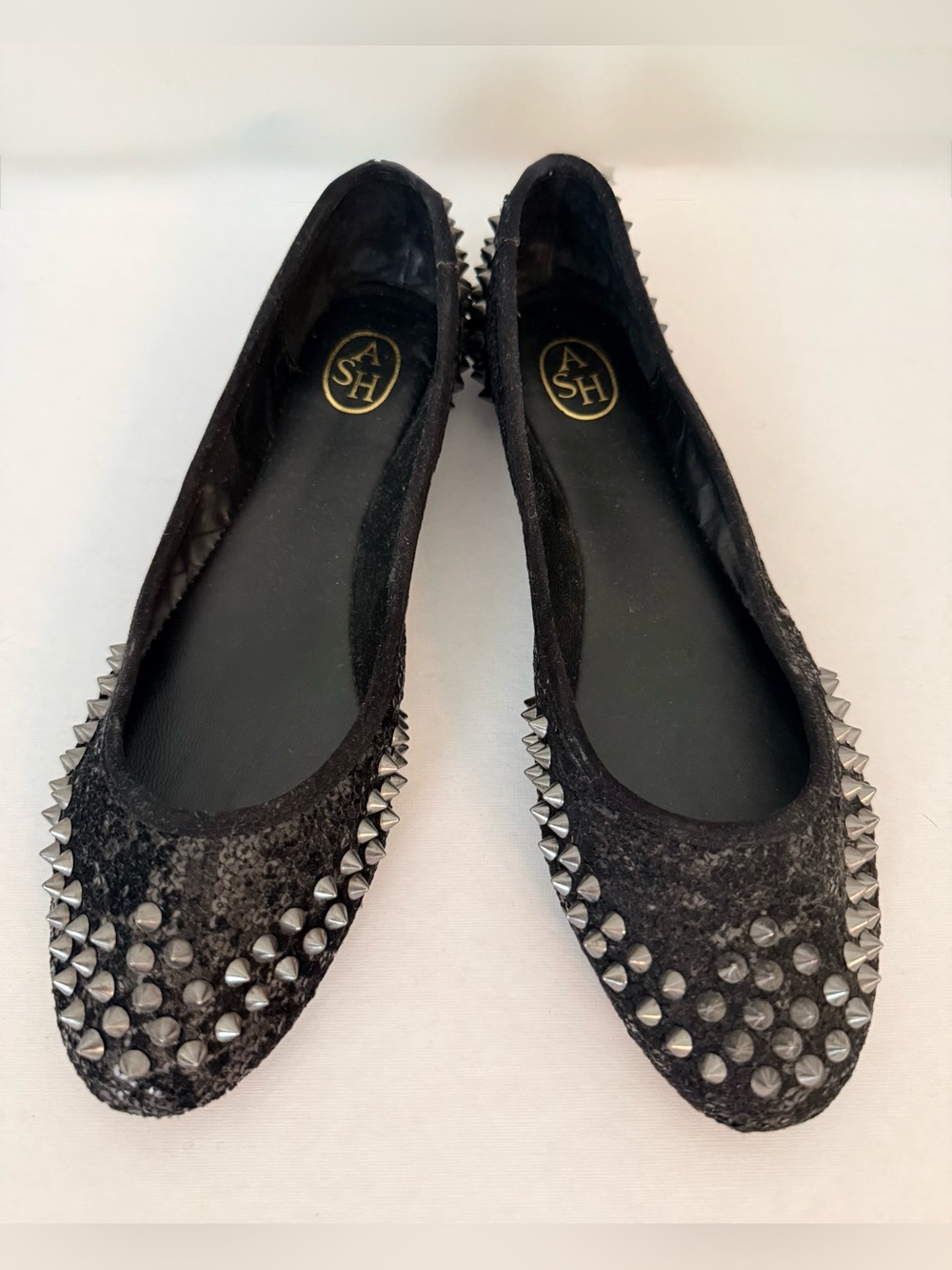 Ash Black Studded Sequin Ballet Flats
